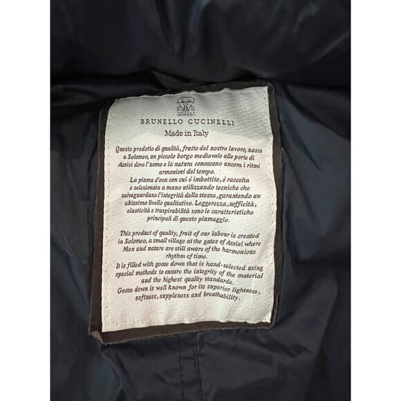 $7000 Brunello Cucinelli Brown Leather Puffer Jacket Removable Hood Men M/L - Picture 4 of 12